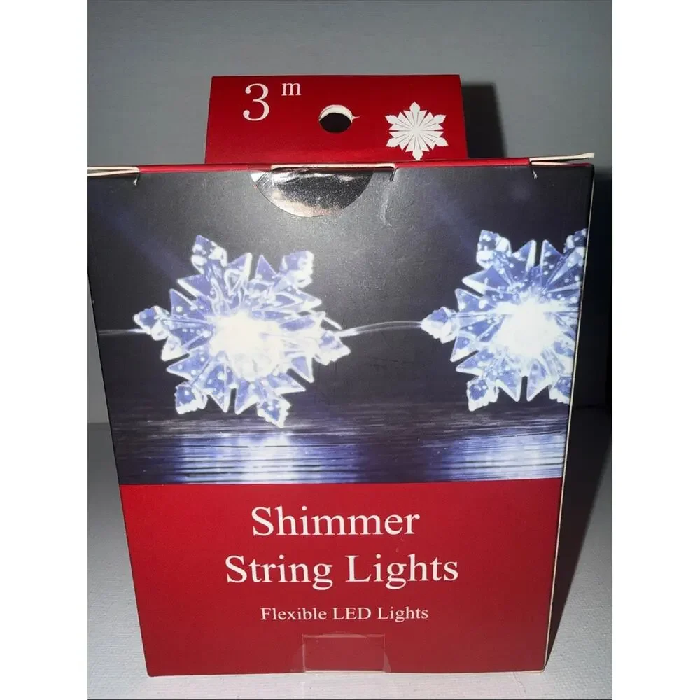 Snowflake Shimmer String Lights - Clear/White (10 ft)